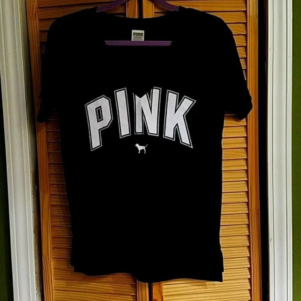 PINK Victoria Secret black Vneck short sleeve tee